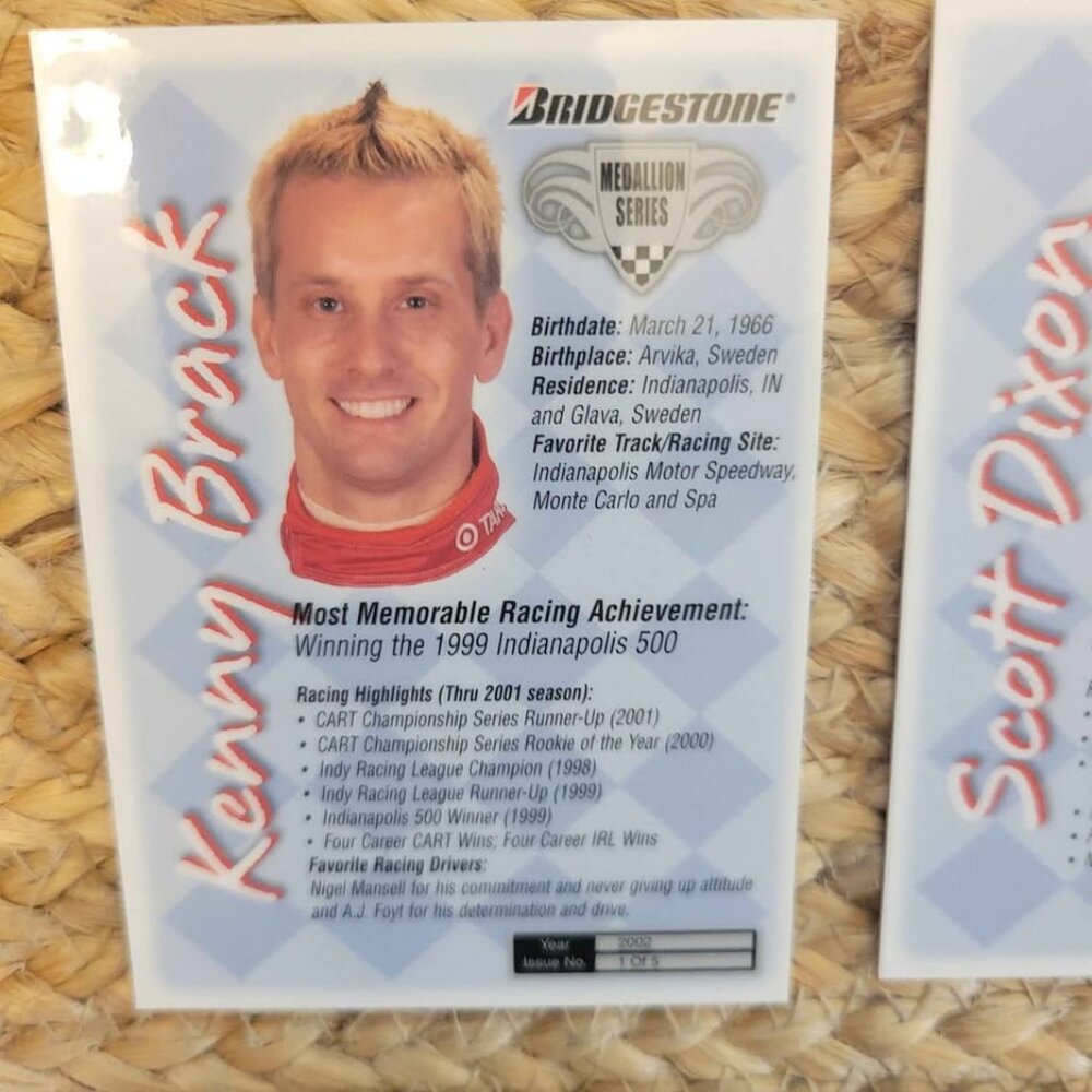 2002 Bridgestone First Edition Medallion Series Racing Complete Set 0f 5 - Picture 4 of 5
